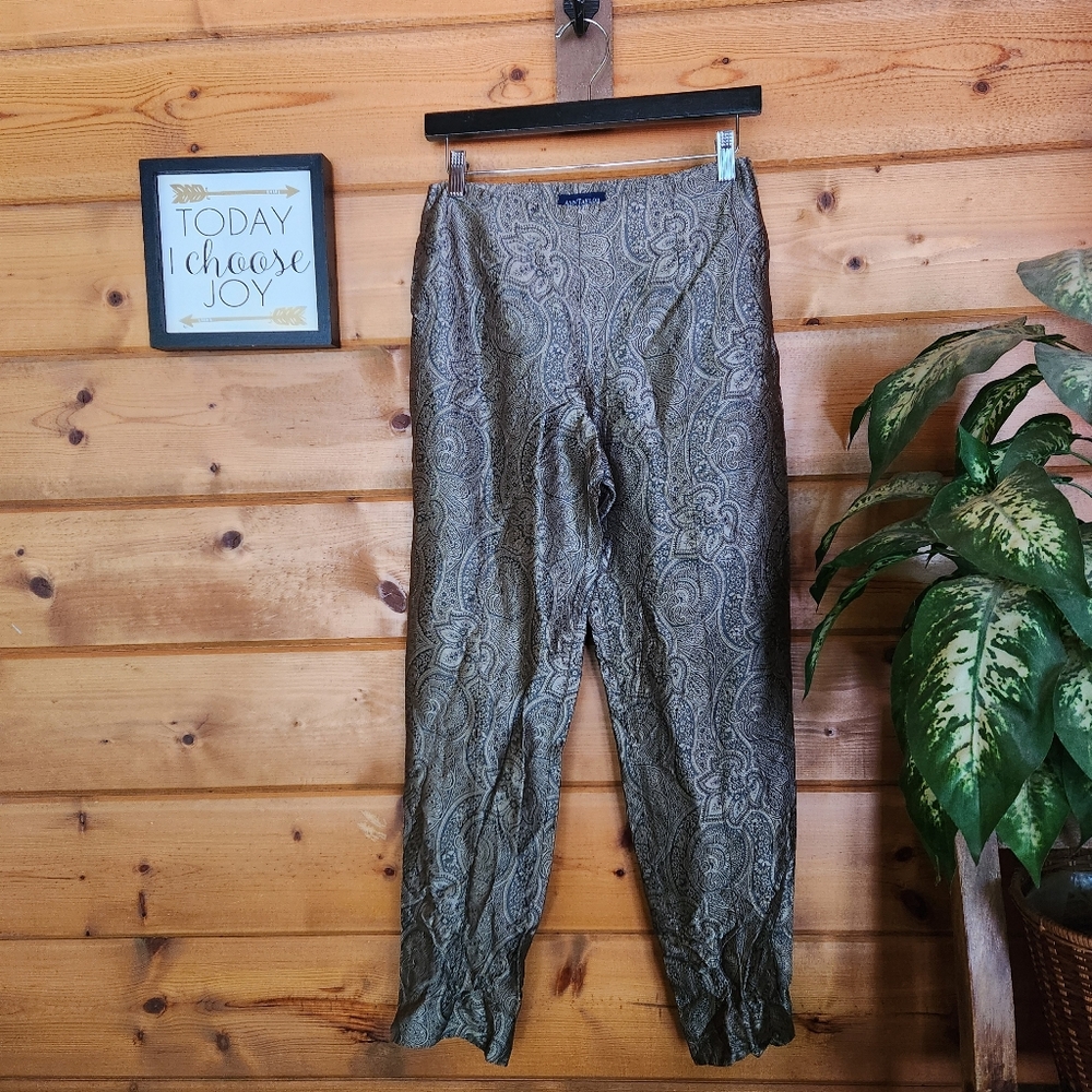 Ann Taylor Paisley Floral Damask Jacquard Dress Pant Slim Straight Sz 4(28) X29"